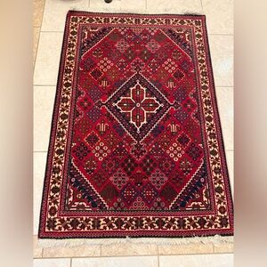 Vintage Handwoven Persian Matmeh Rug – Authentic Wool Oriental Rug (5’2” x 3’7”)